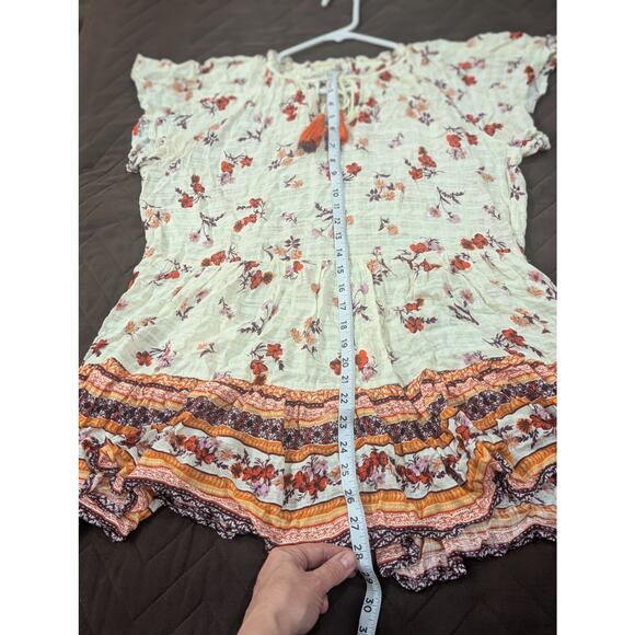 Flirty cream mini dress w/ autumnal color.scheme by Cato. size Medium - Picture 9 of 9